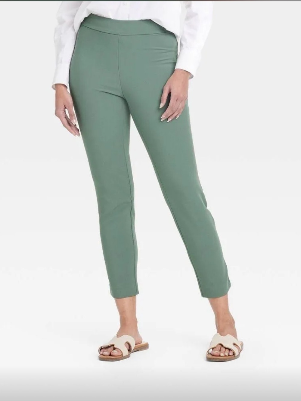 A New Day High Rise Skinny Pants Green Size 6 NWT Fitted Stretch